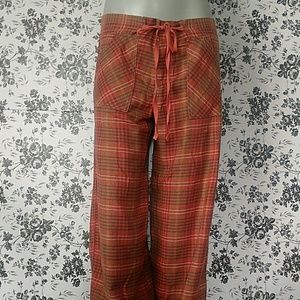 Wanama Coral Salmon Colored Plaid Pants